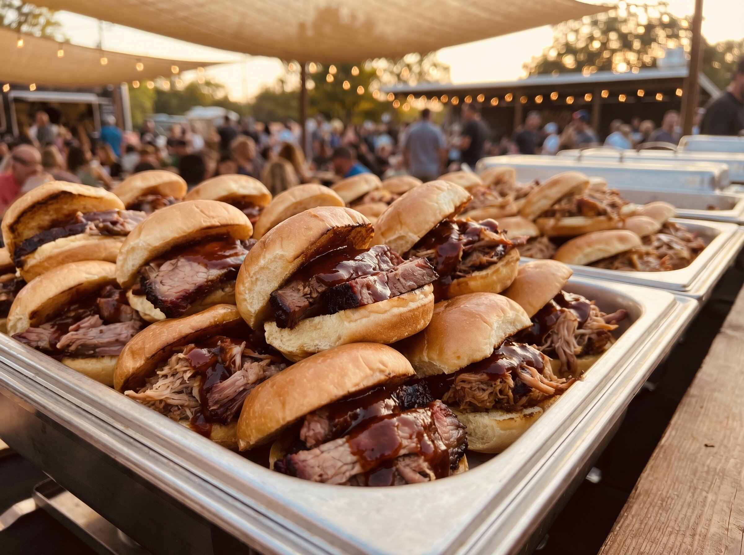 BBQ sliders at catering event