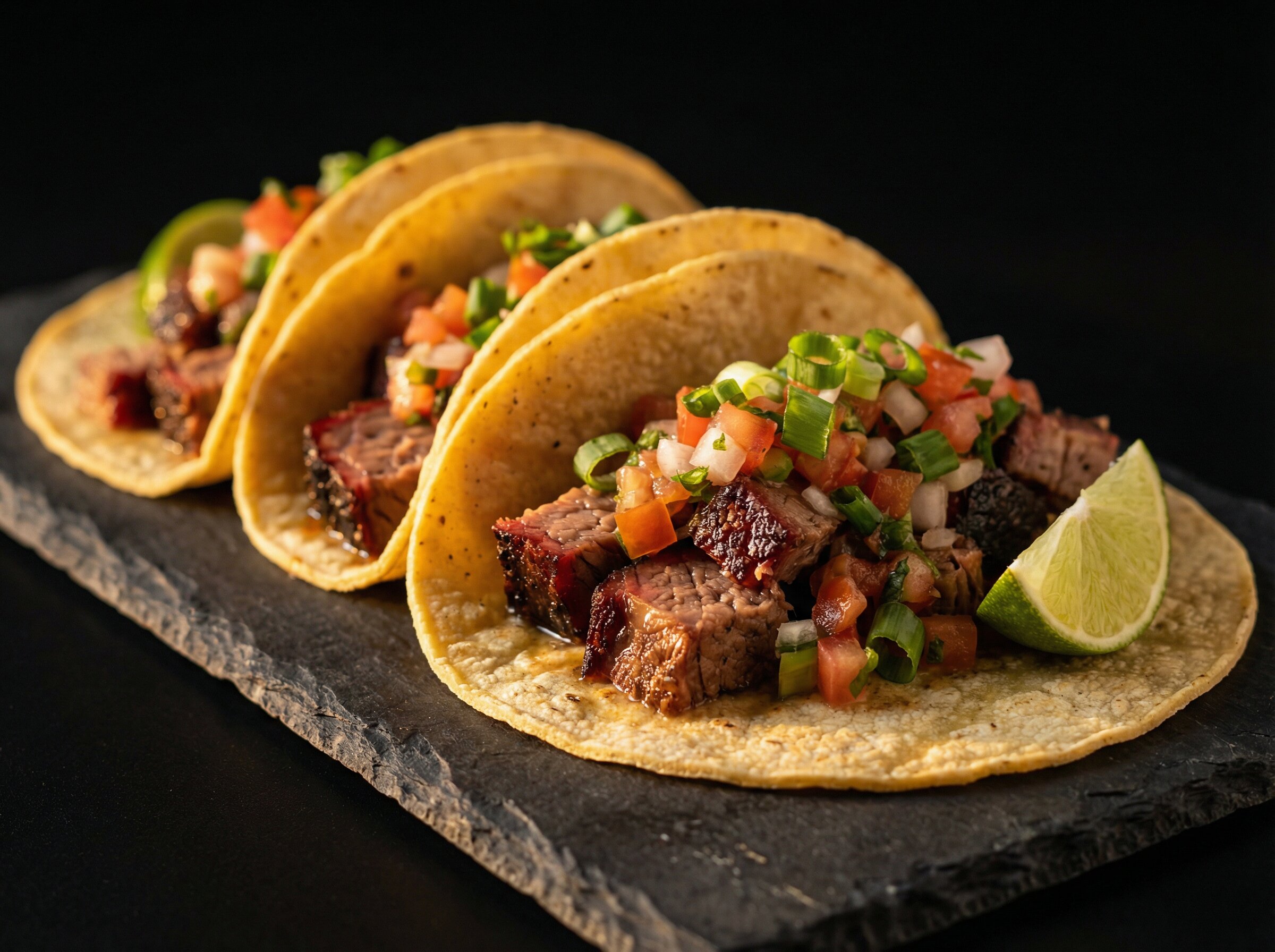 Texas BBQ tacos close up
